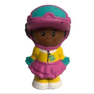 Fisher Price Little People Tessa African American Skateboard Skier Girl Helmet